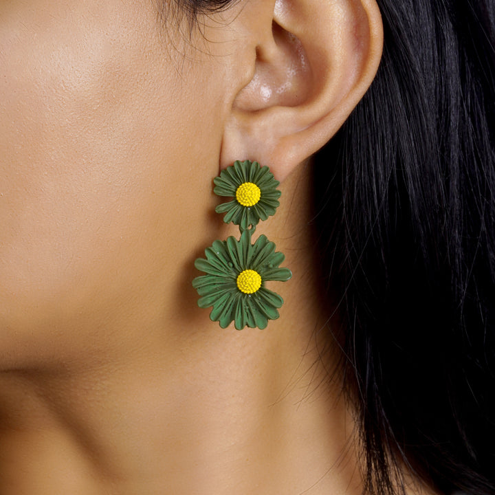 Maci Green Petal Floral Earrings