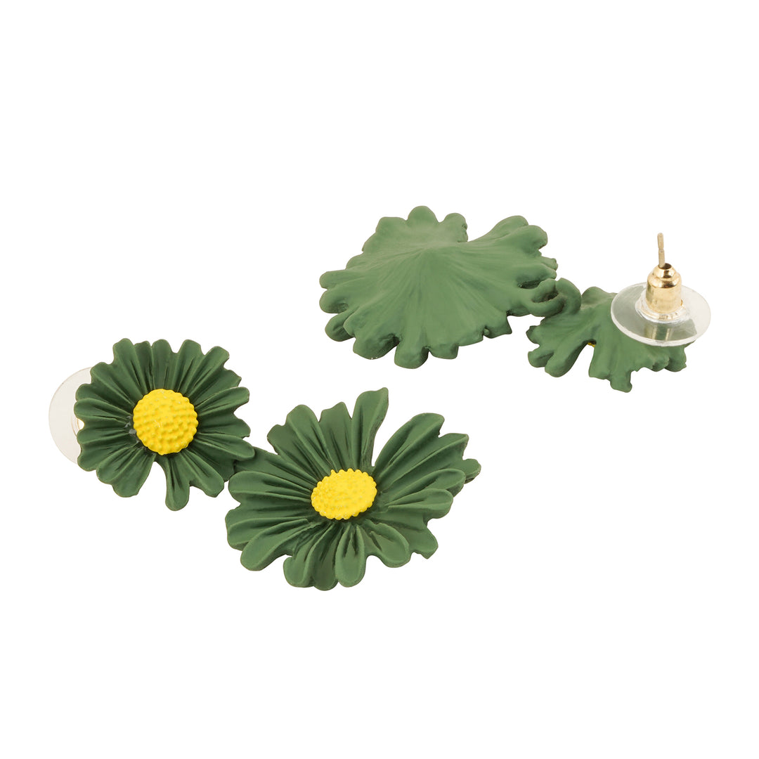 Maci Green Petal Floral Earrings