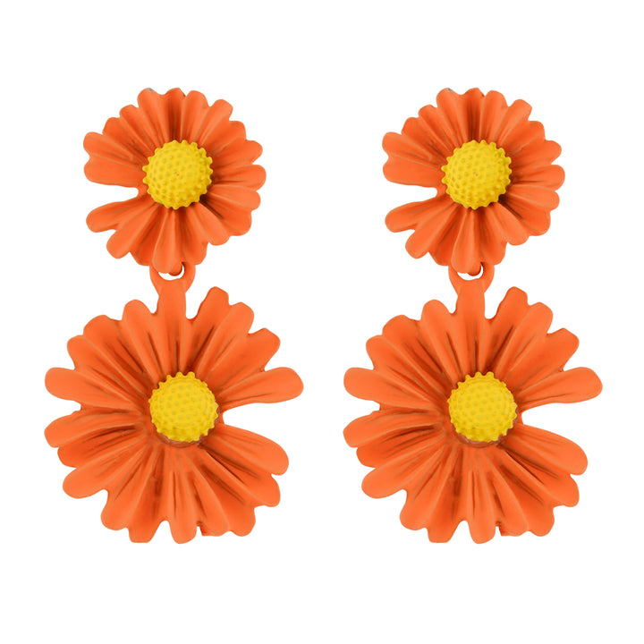 Maci Orange Petal Floral Earring