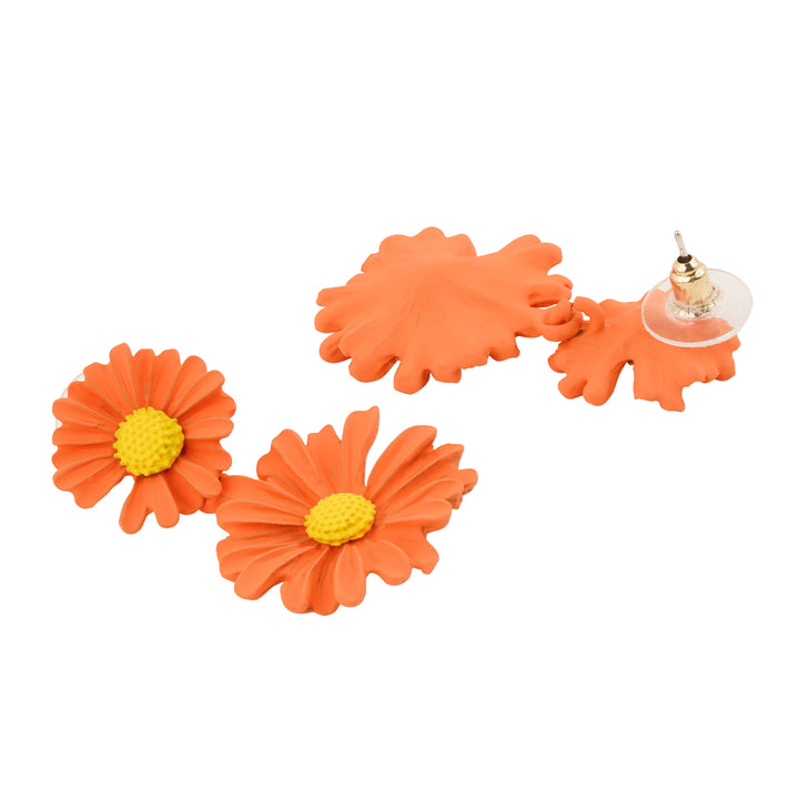 Maci Orange Petal Floral Earring
