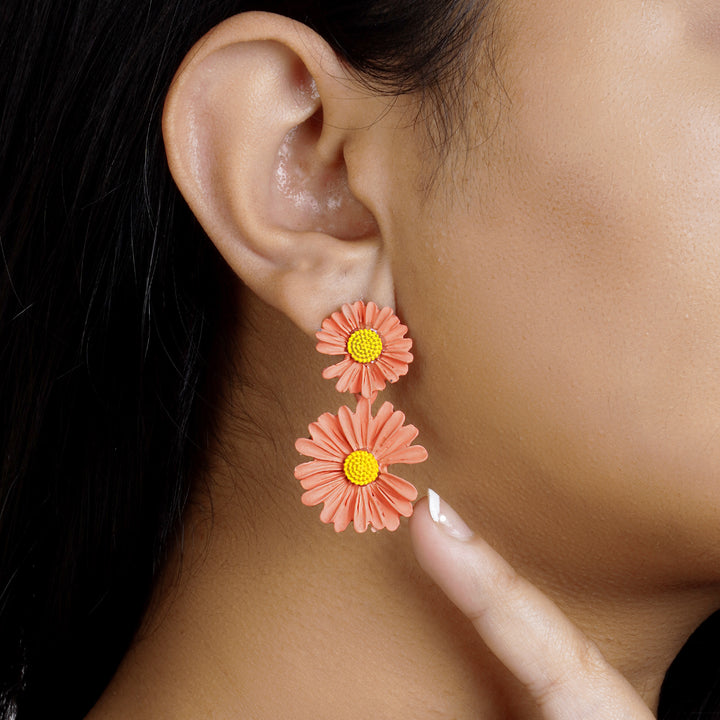 Maci Peach Petal Floral Earring