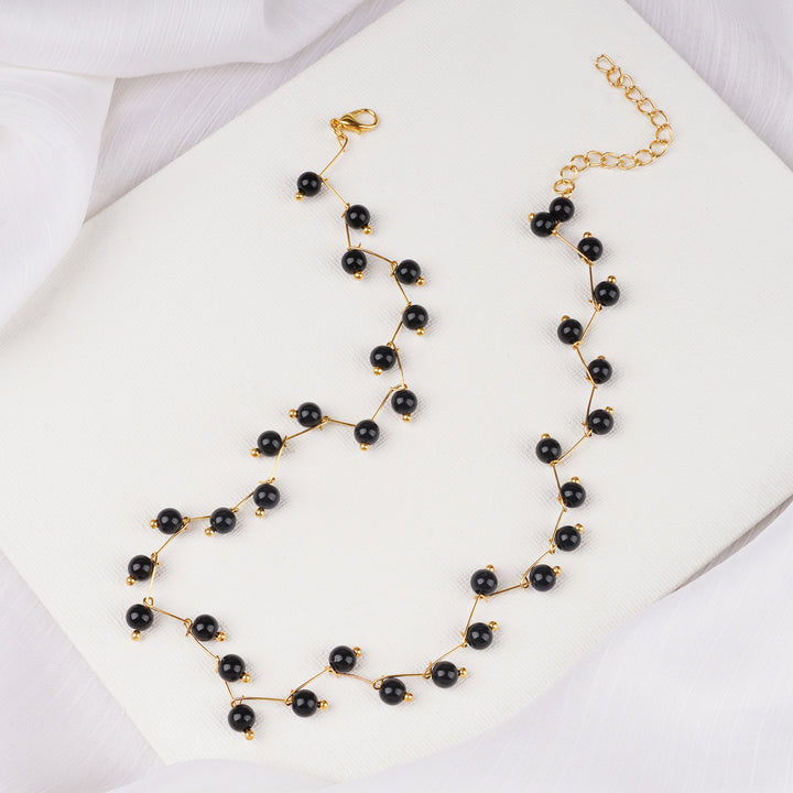 Sienaa Black Bead Necklace