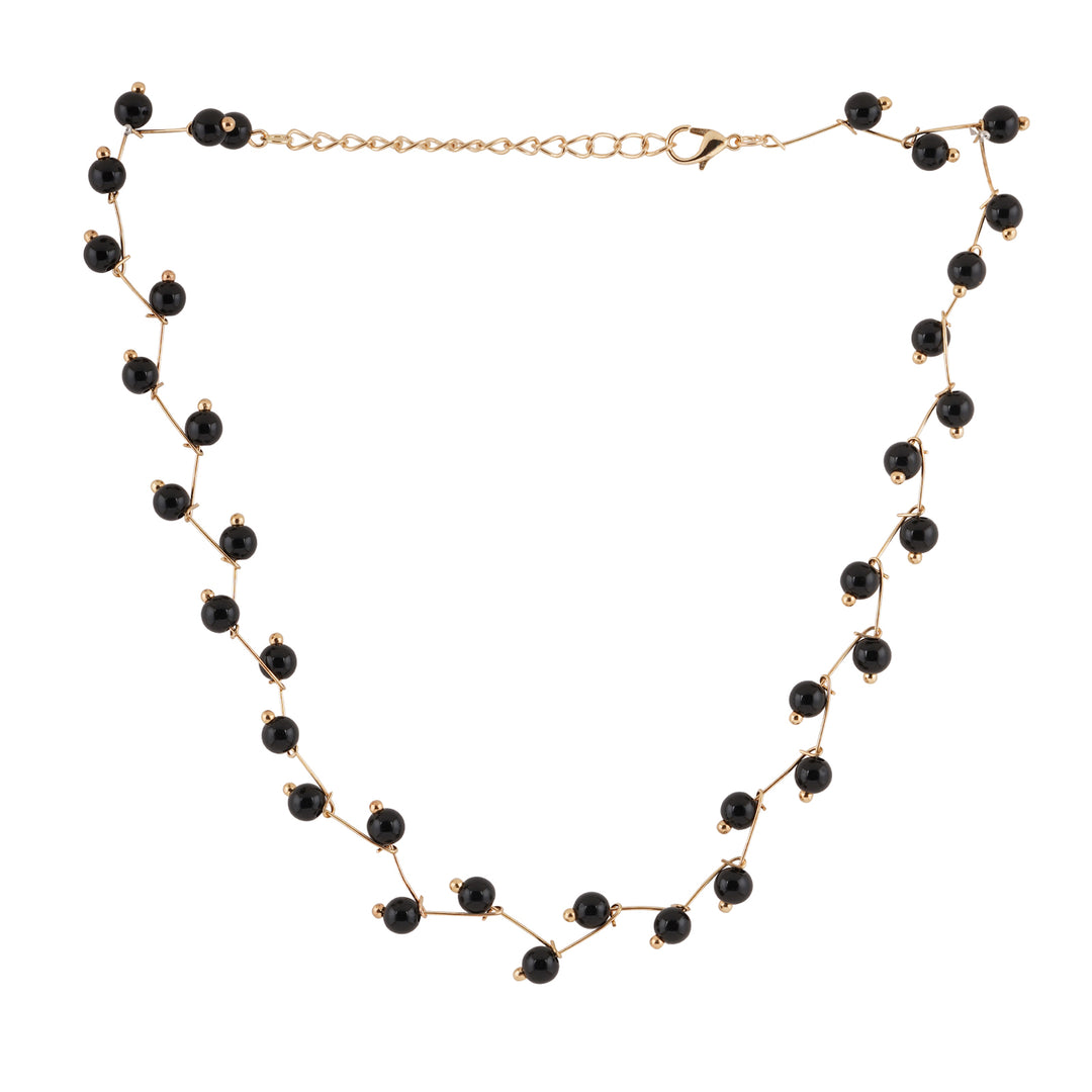 Sienaa Black Bead Necklace