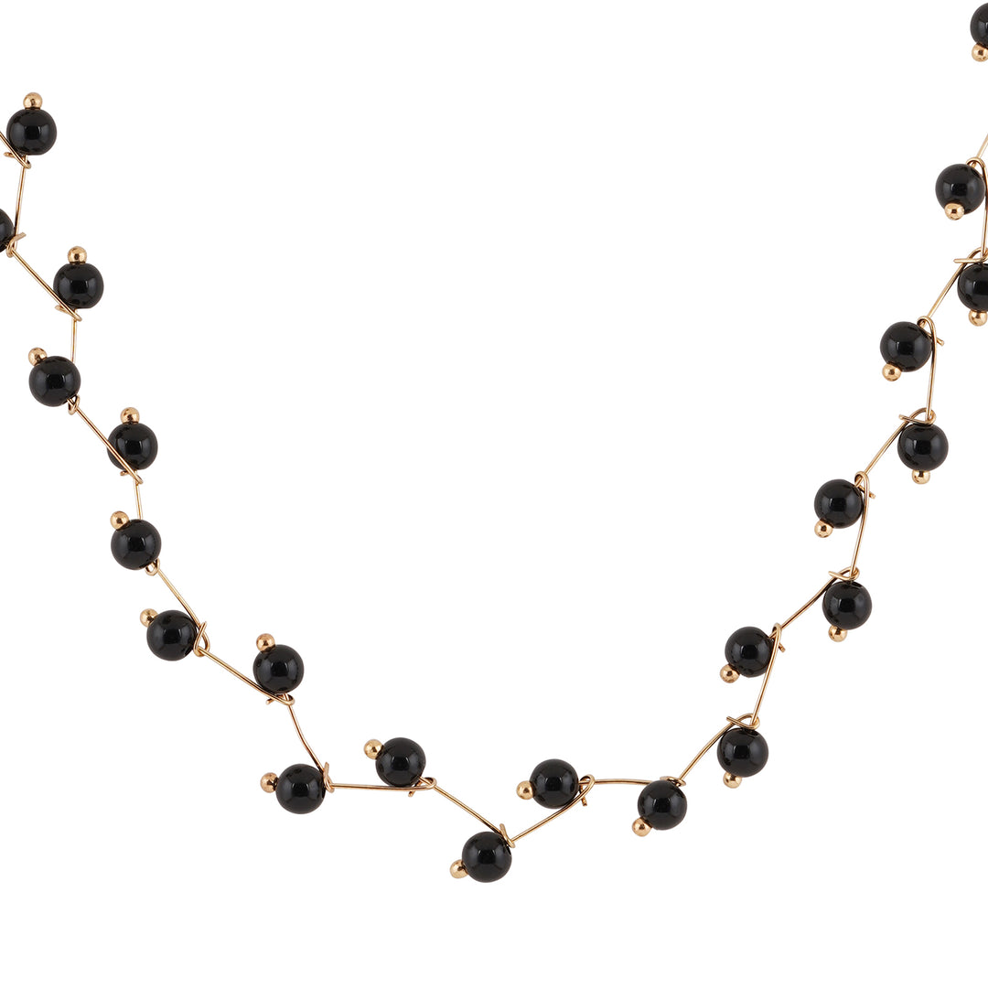 Sienaa Black Bead Necklace
