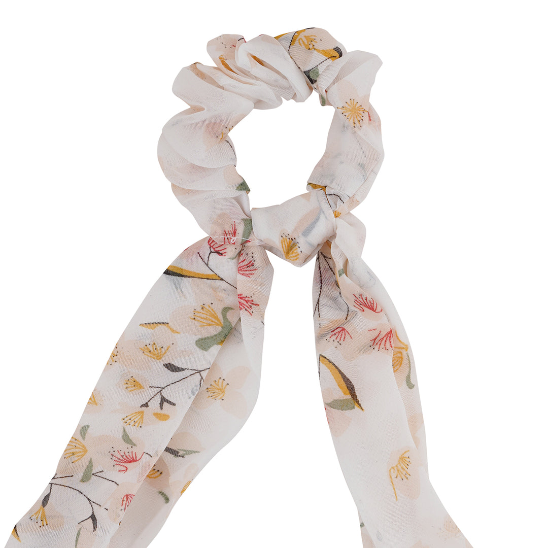 Rory White Floral Scarf Scrunchie