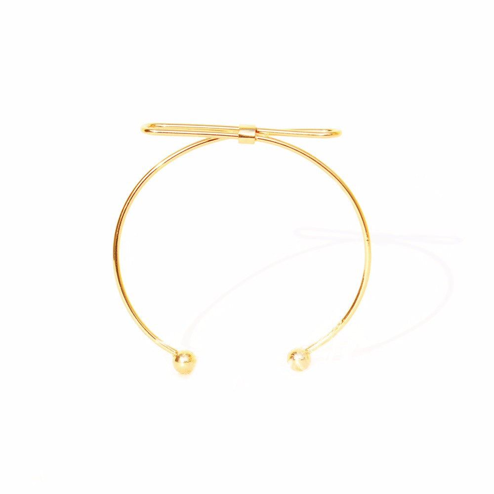 Elegant Bow Open Cuff Gold Bracelet - Joker & Witch