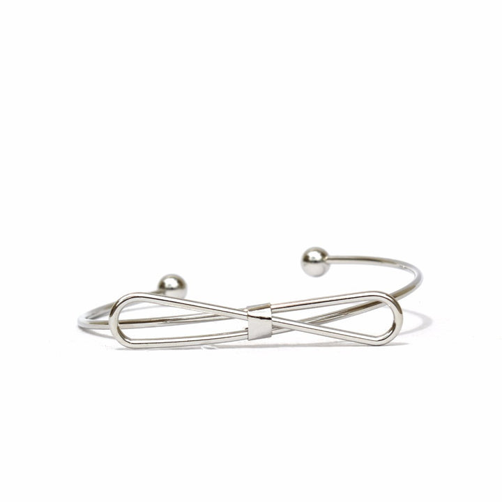 Elegant Bow Open Cuff Silver Bracelet - Joker & Witch