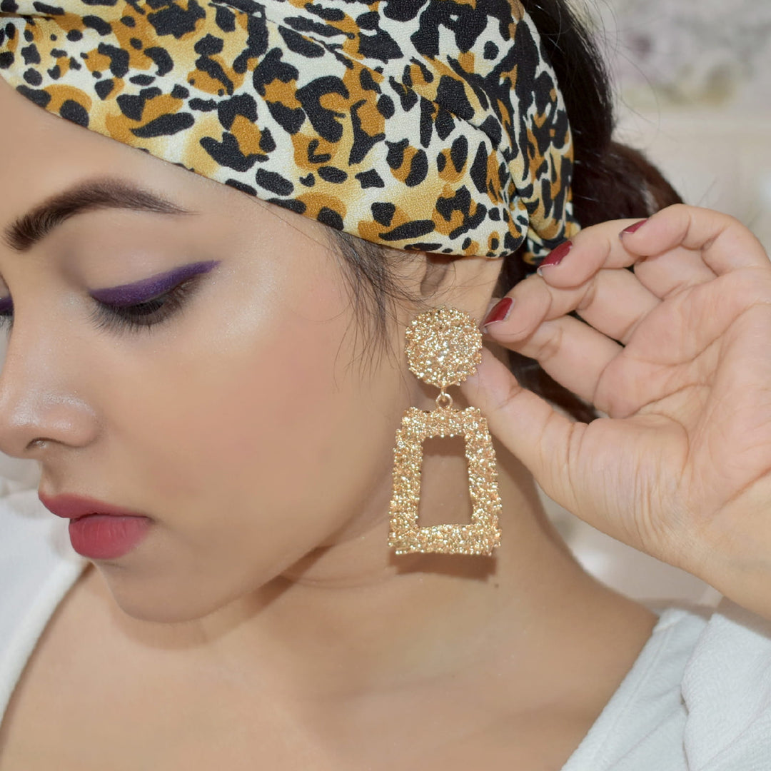 Crumbled Roses Metallic Gold Party Earrings - Joker & Witch