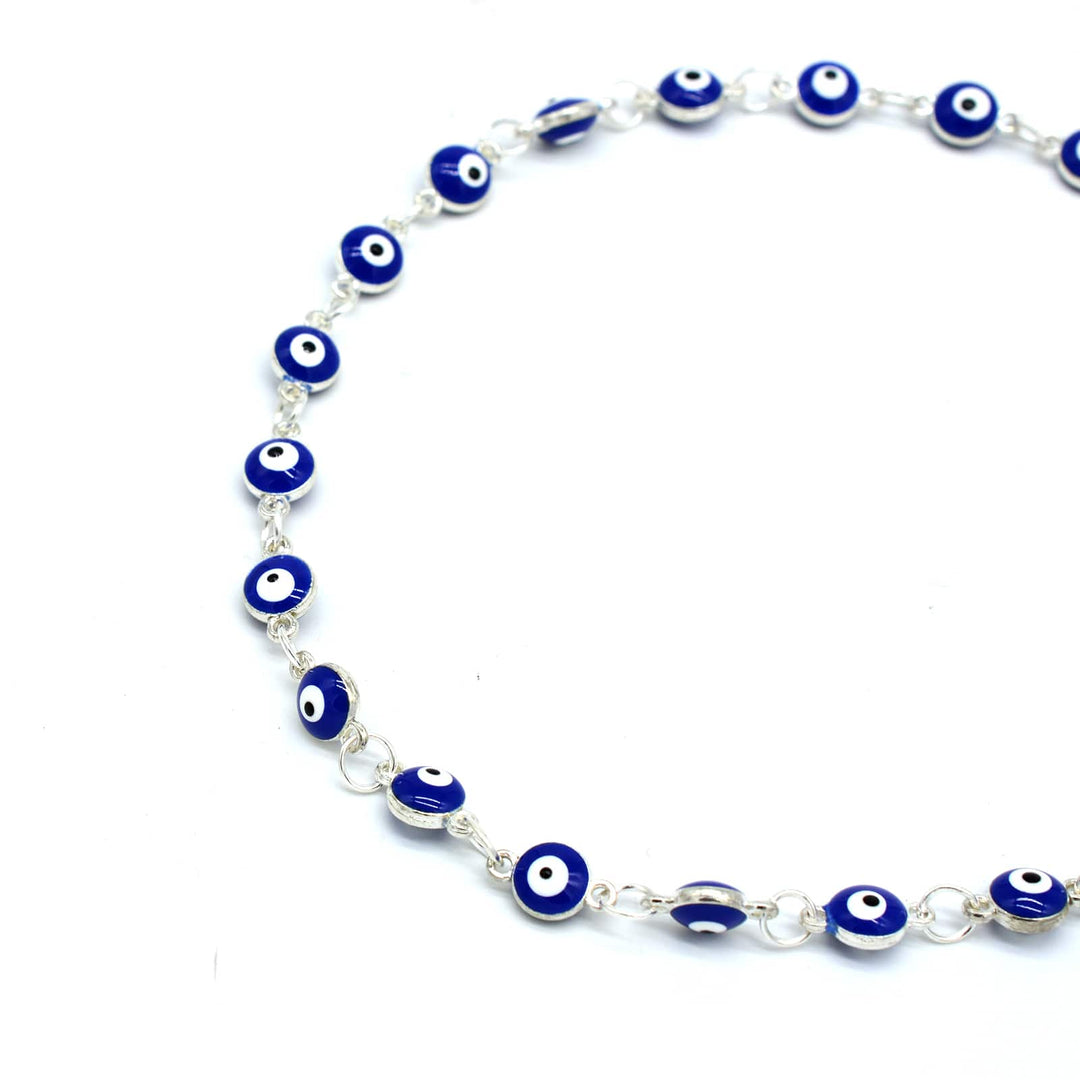 Blue Evil Eye Silver Choker - Joker & Witch