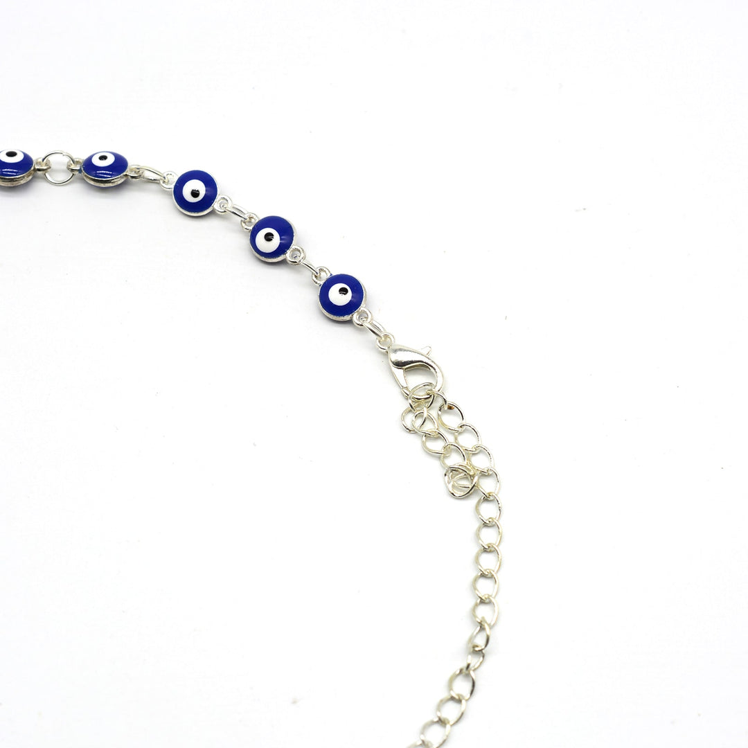 Blue Evil Eye Silver Choker - Joker & Witch