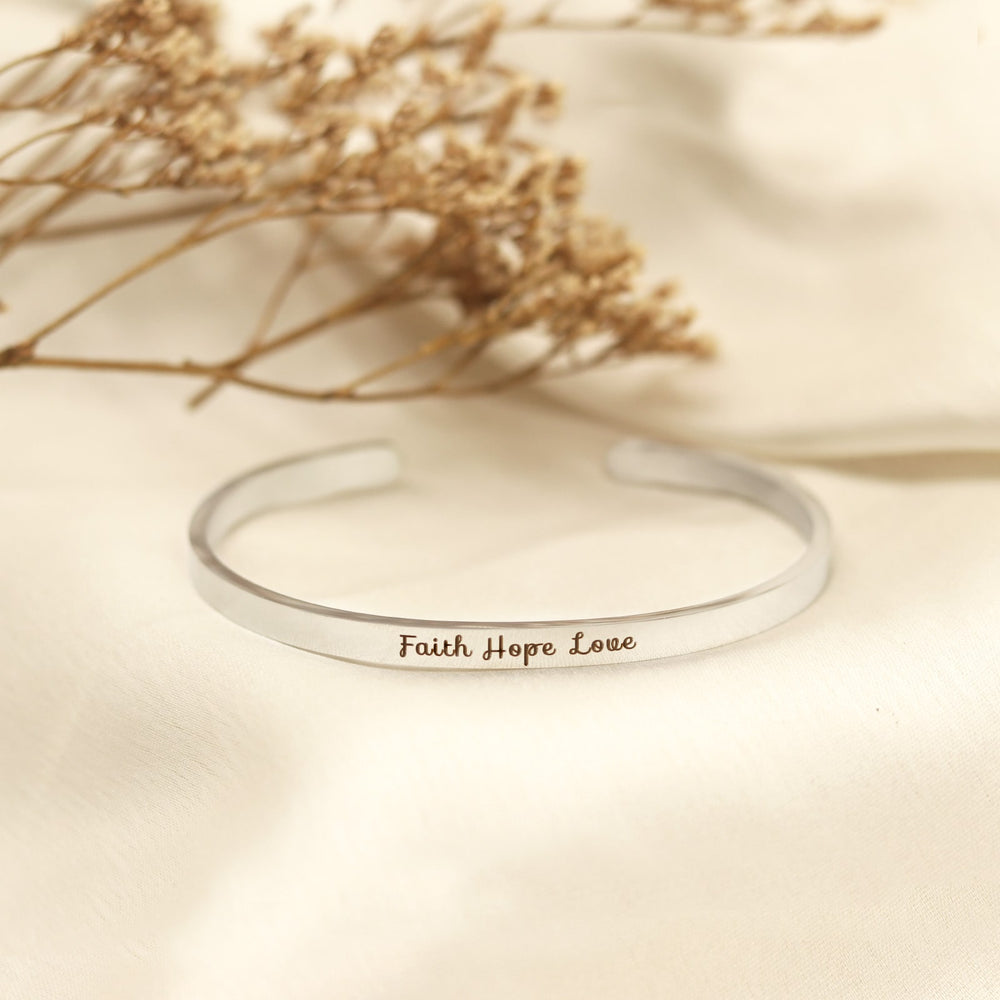 Faith Hope Love Silver Mantra Band - Joker & Witch