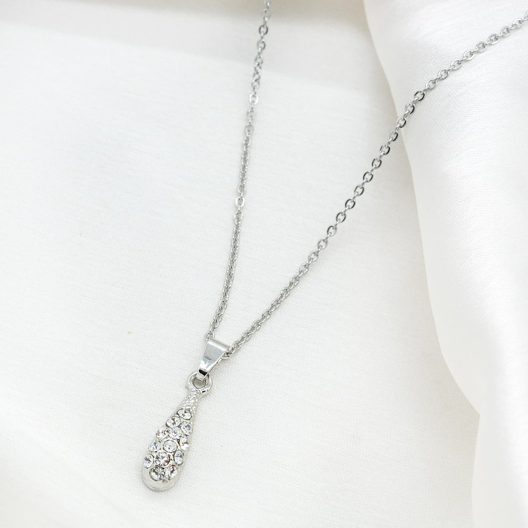 Rhinestones Drop Silver Necklace - Joker & Witch