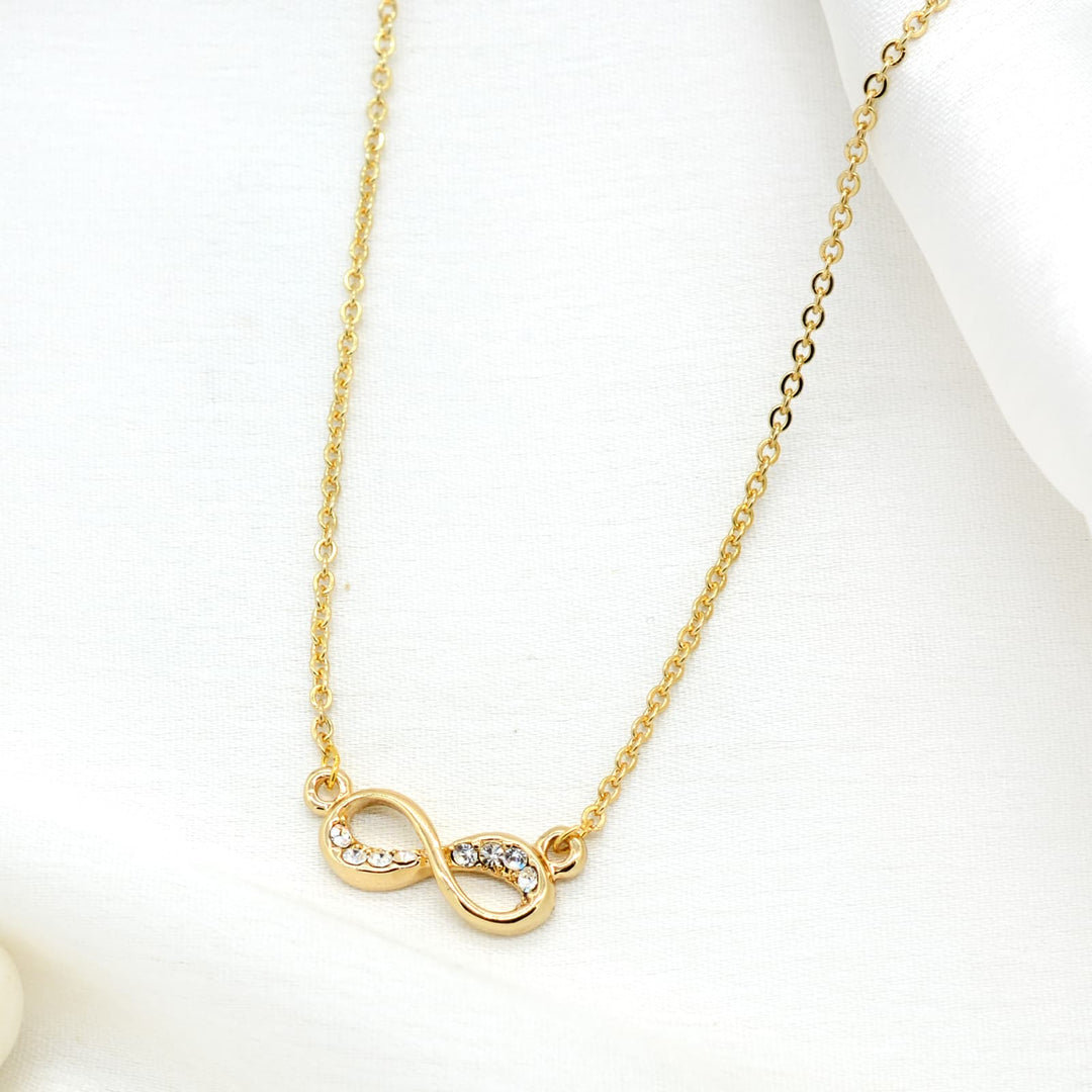 Rhinestones Studded Infinity Gold Necklace - Joker & Witch