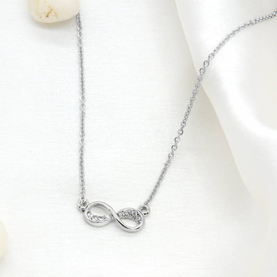 Rhinestones Studded Infinity Silver Necklace - Joker & Witch