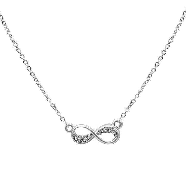 Rhinestones Studded Infinity Silver Necklace