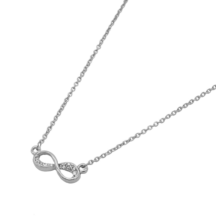 Rhinestones Studded Infinity Silver Necklace