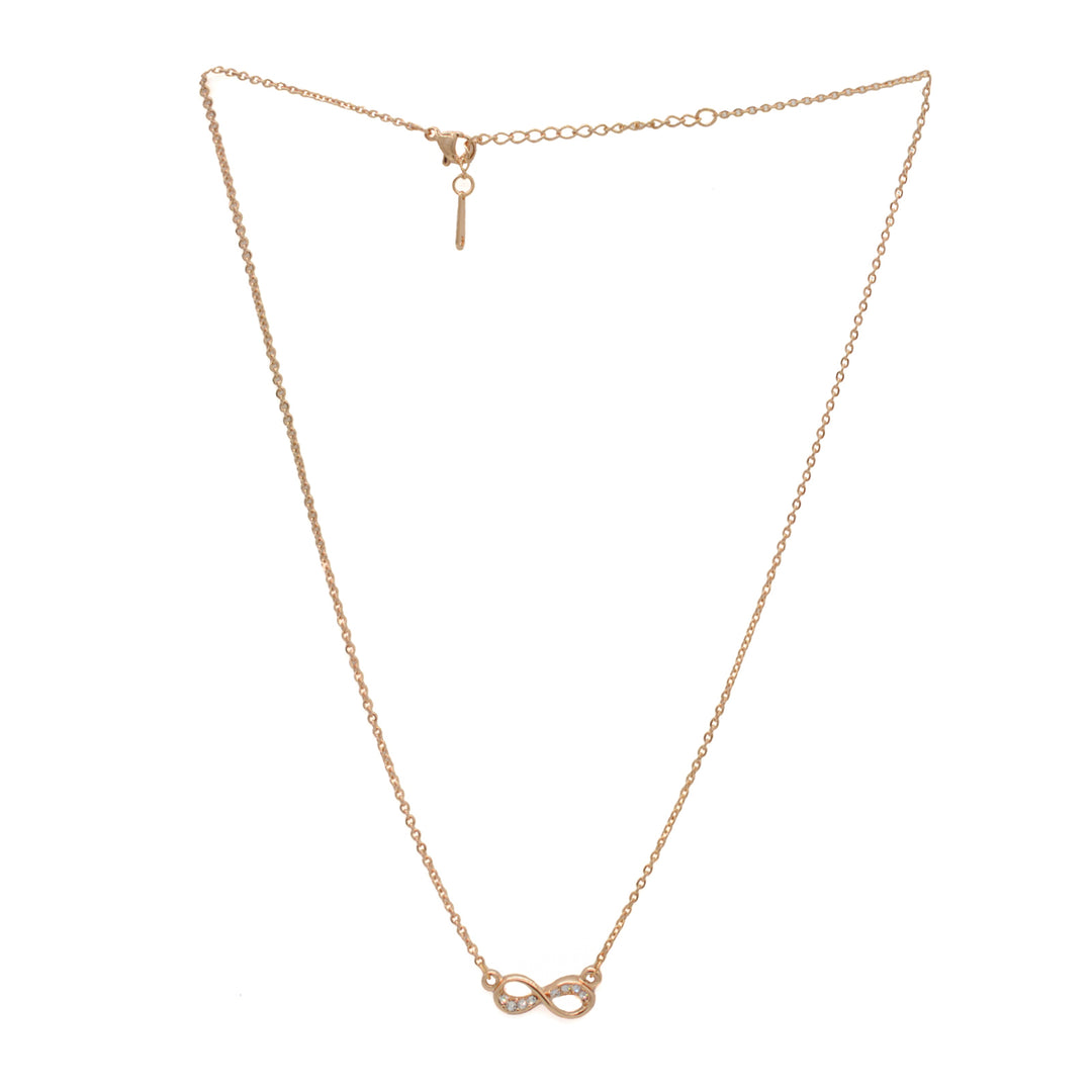 Rhinestones Studded Infinity Rosegold Necklace
