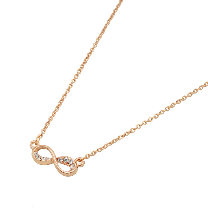 Rhinestones Studded Infinity Rosegold Necklace