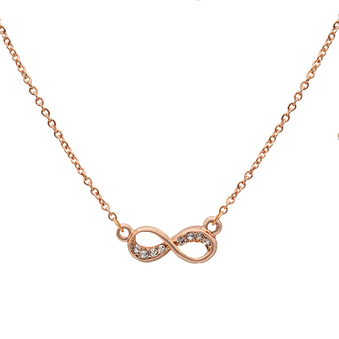 Rhinestones Studded Infinity Rosegold Necklace
