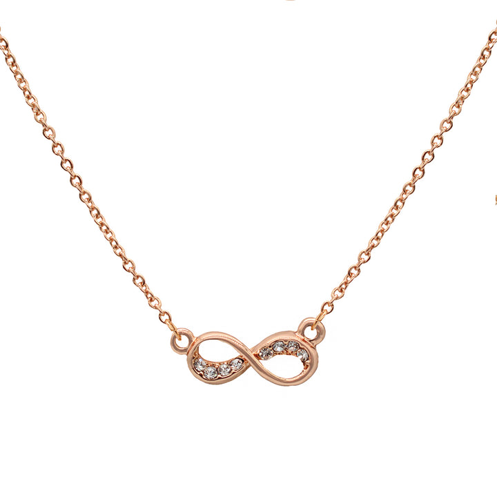 Rhinestones Studded Infinity Rosegold Necklace