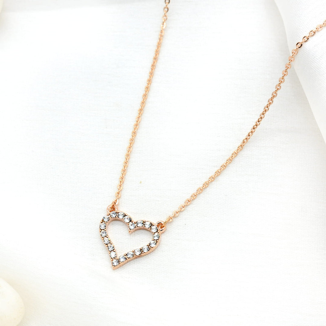 Elegant Heart Charm Rosegold Necklace - Joker & Witch