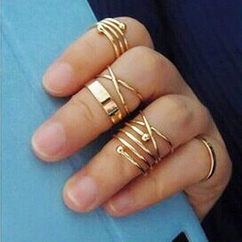 Shop online Galactic Gold Midi Rings by Joker Witch
