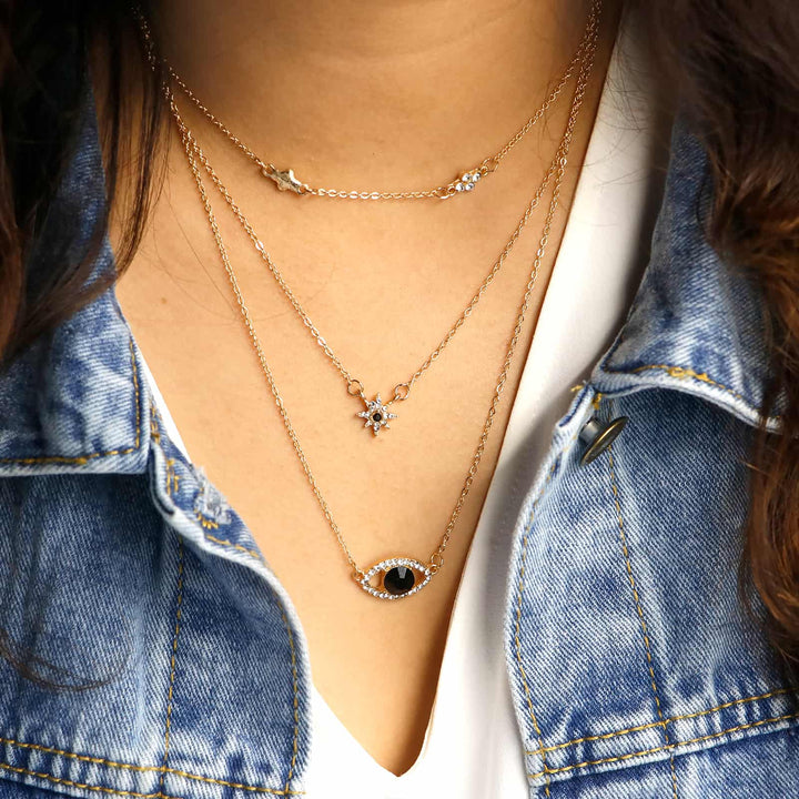 Kaylee Evil Eye Layered Necklace - Joker & Witch