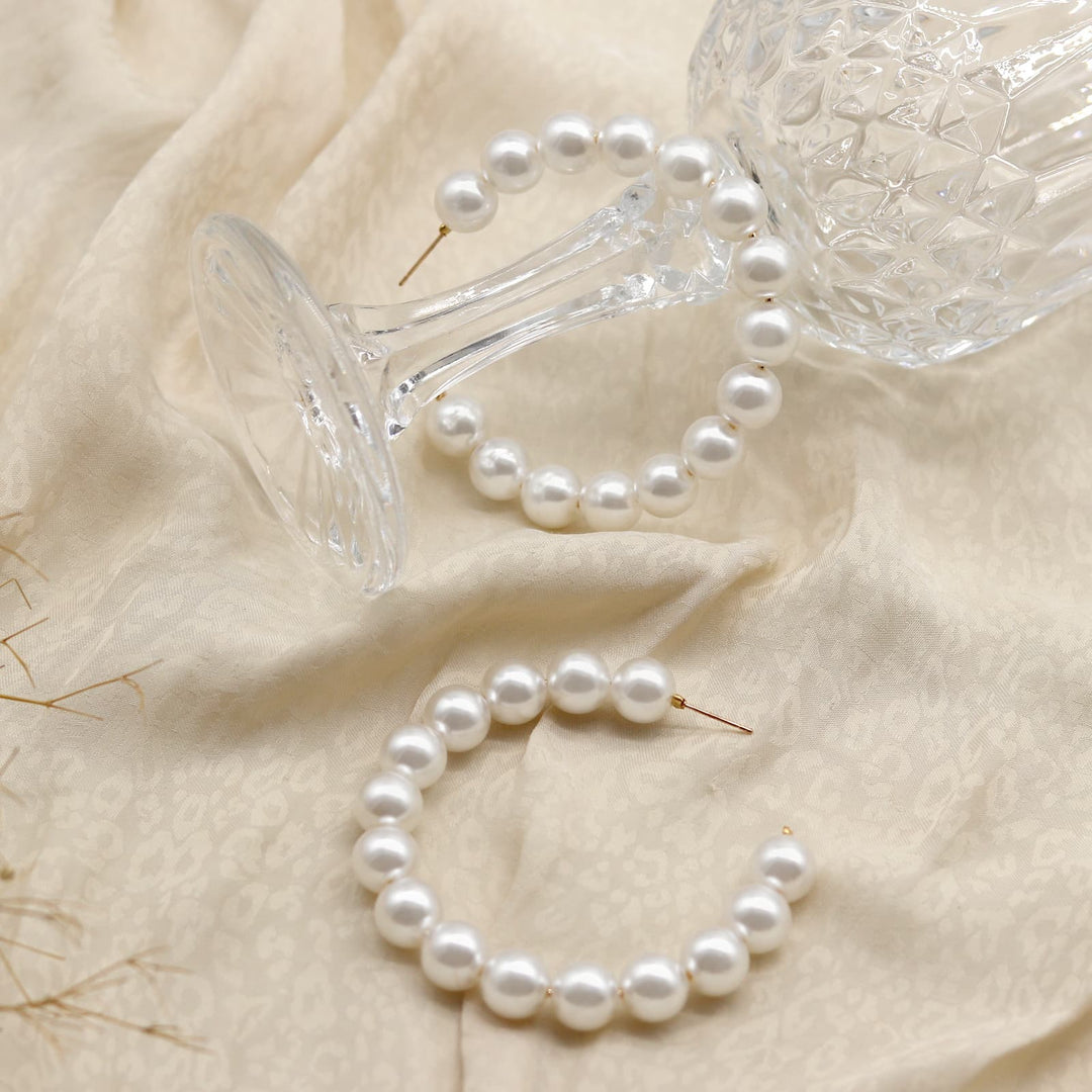 Glitzy Pearls Hoop Earrings - Joker & Witch