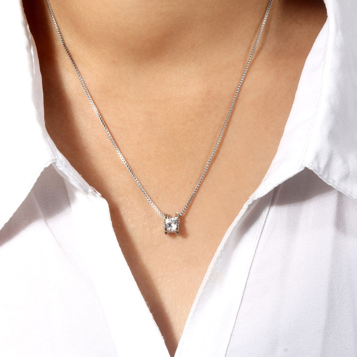 Elegant Rhinestone Charm Silver Necklace