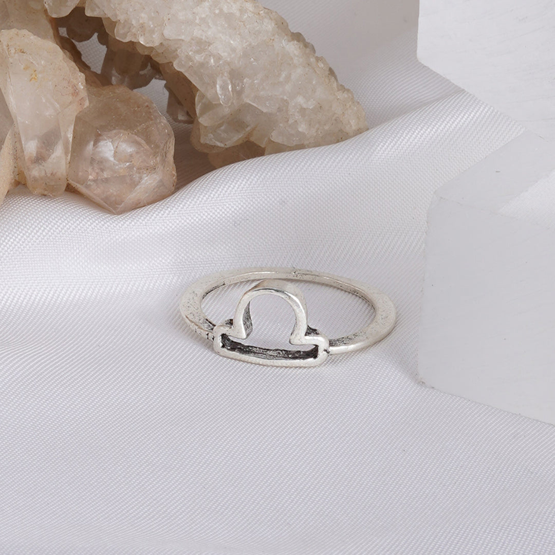 Libra Zodiac Silver Ring