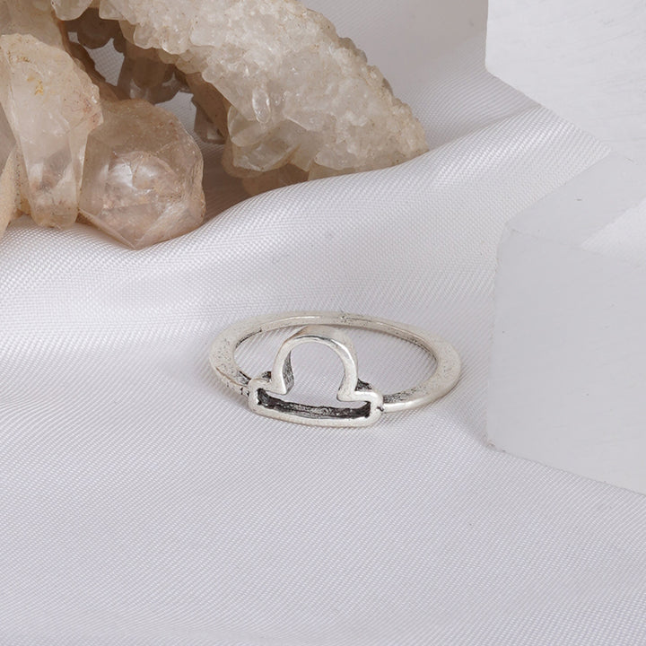 Libra Zodiac Silver Ring