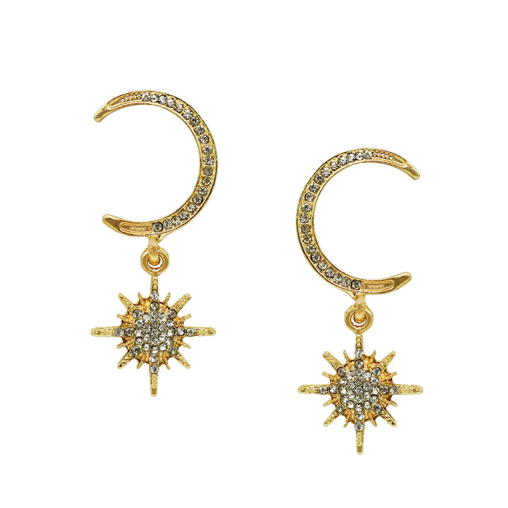 Star Hug Gold Dangler Earrings