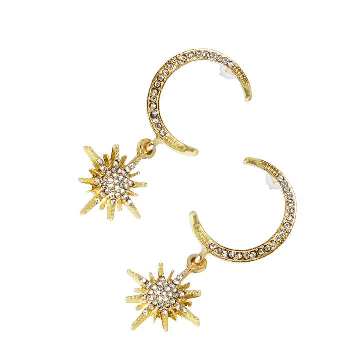 Star Hug Gold Dangler Earrings