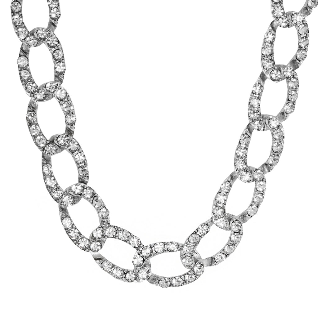 Michele Silver Rhinestone Studded Choker Necklace