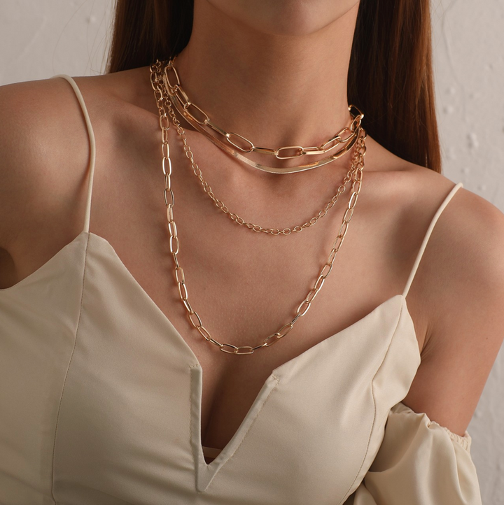 Luna Multi Layered Link Chain Necklace