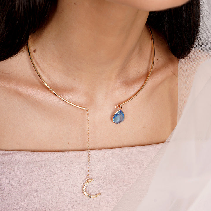 Mystic Moon Charm Gold Necklace