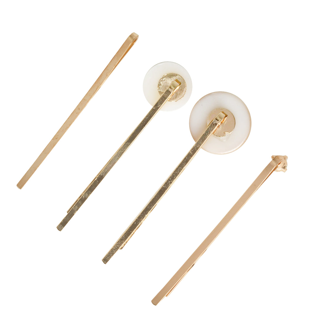 Pearly Set of 4 Gold Hair Pins