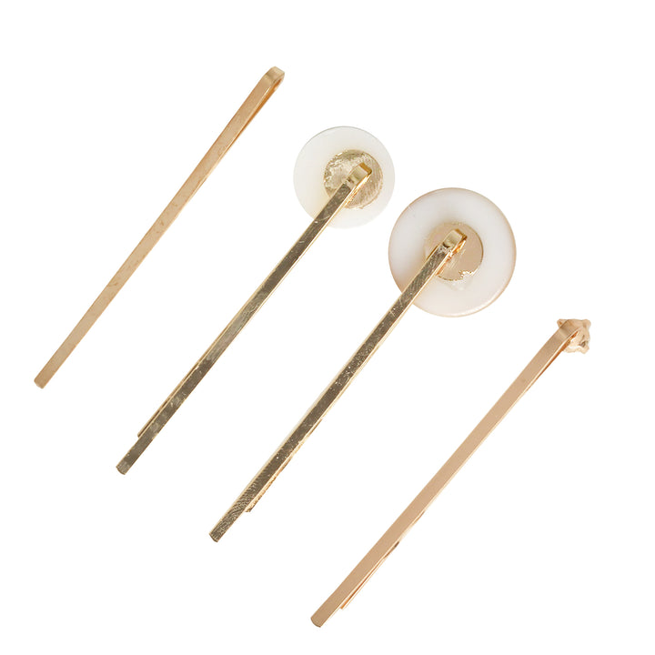 Pearly Set of 4 Gold Hair Pins
