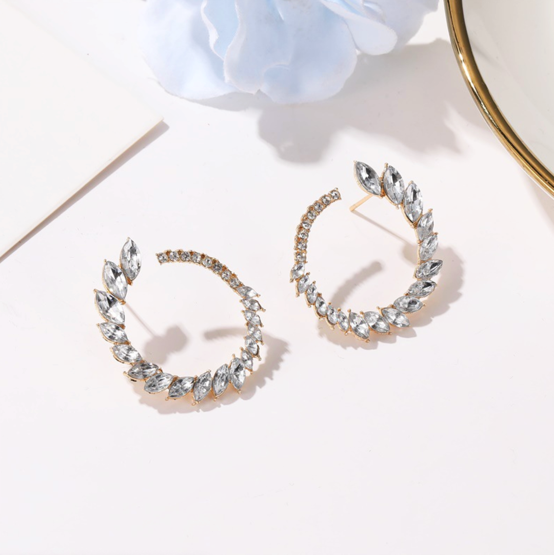 Queen B Rhinestone Gold Stud