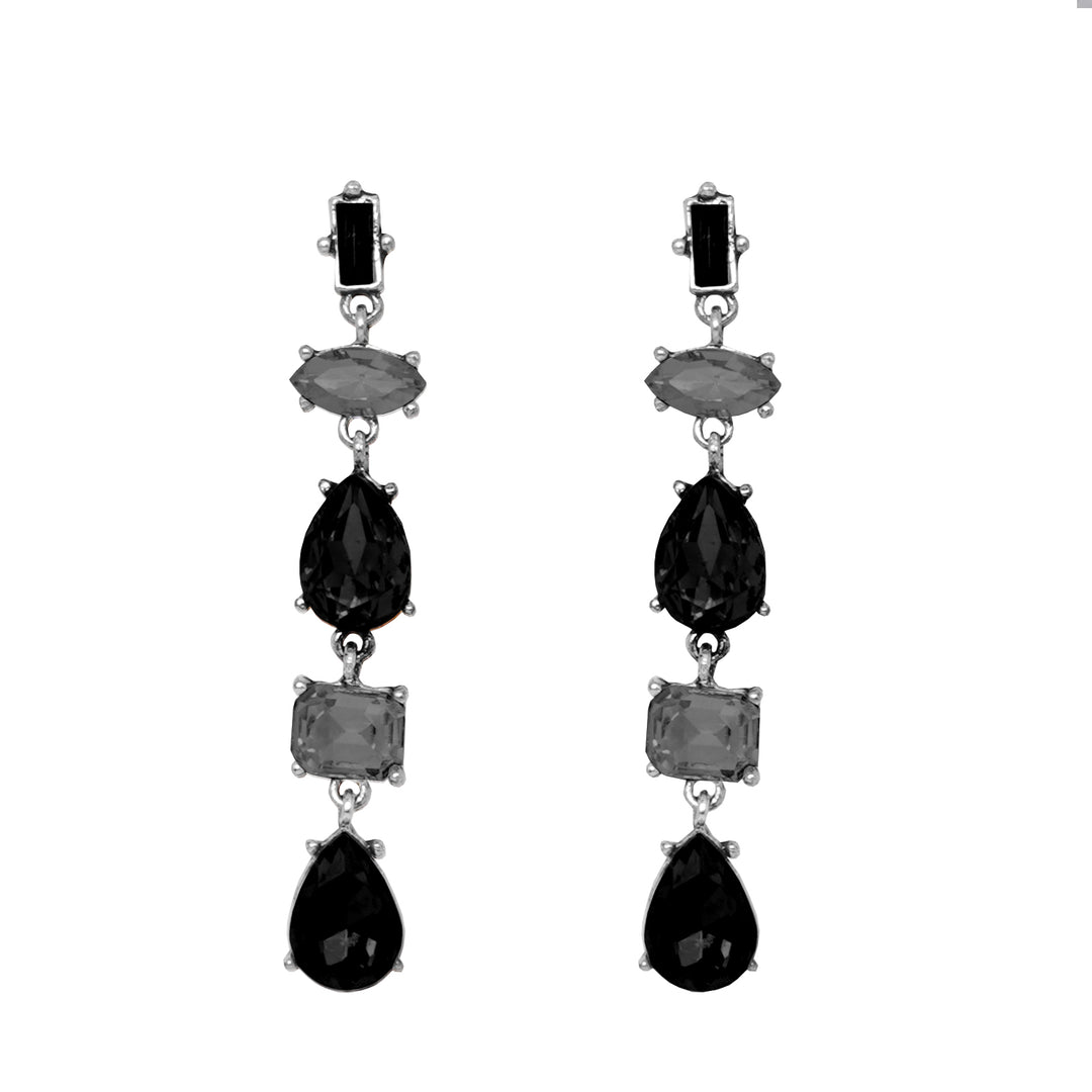 Lucent Black Crystal Drop Earrings