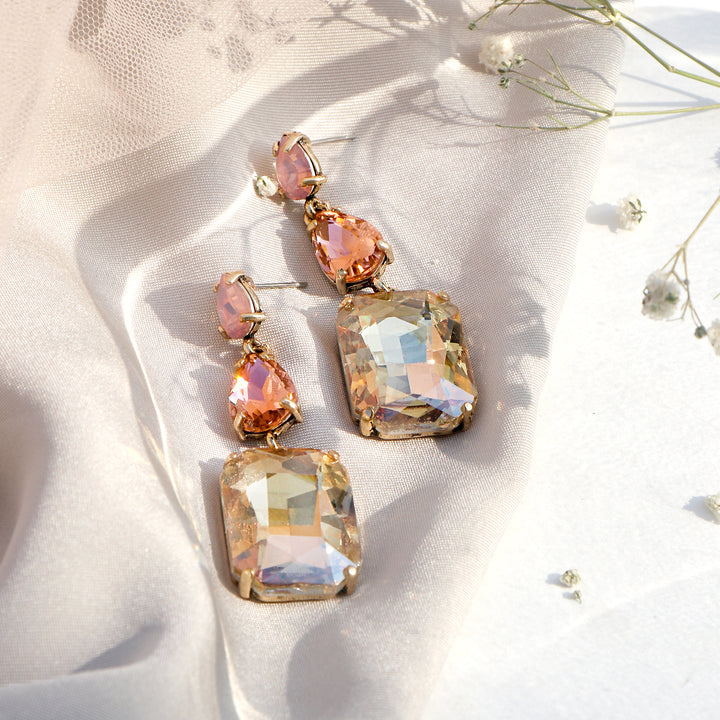 Dazed Bling Drop Peach Earrings