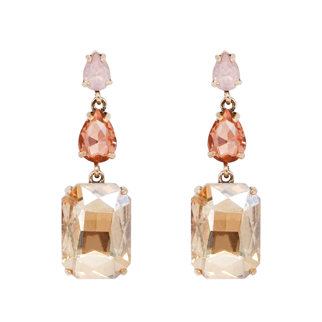 Dazed Bling Drop Peach Earrings