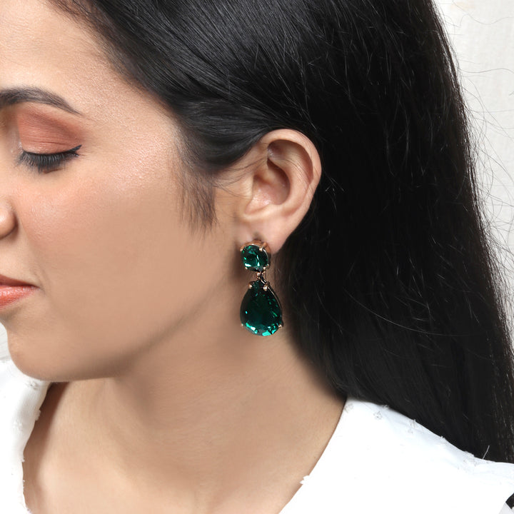 Glam Up Green Drop Earrings