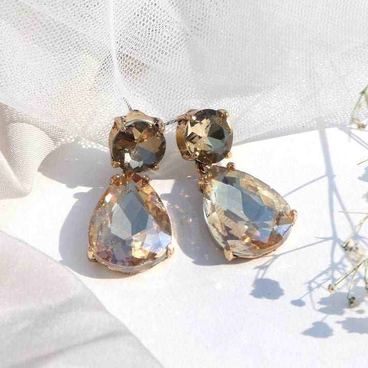 Glam Up Beige Drop Earrings