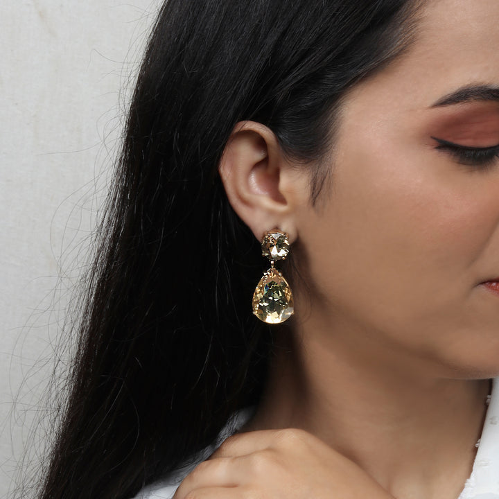 Glam Up Beige Drop Earrings