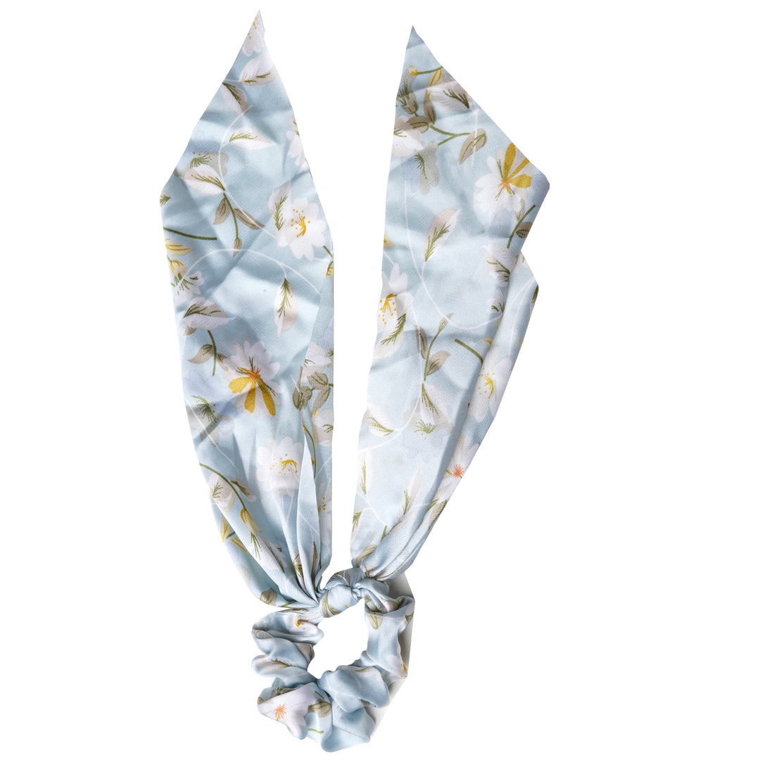 Garden Blue Scarf Detail Scrunchie