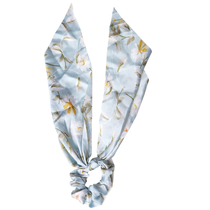 Garden Blue Scarf Detail Scrunchie