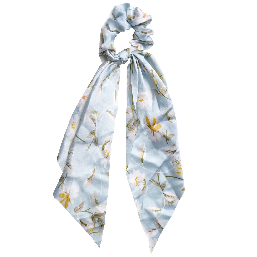Garden Blue Scarf Detail Scrunchie