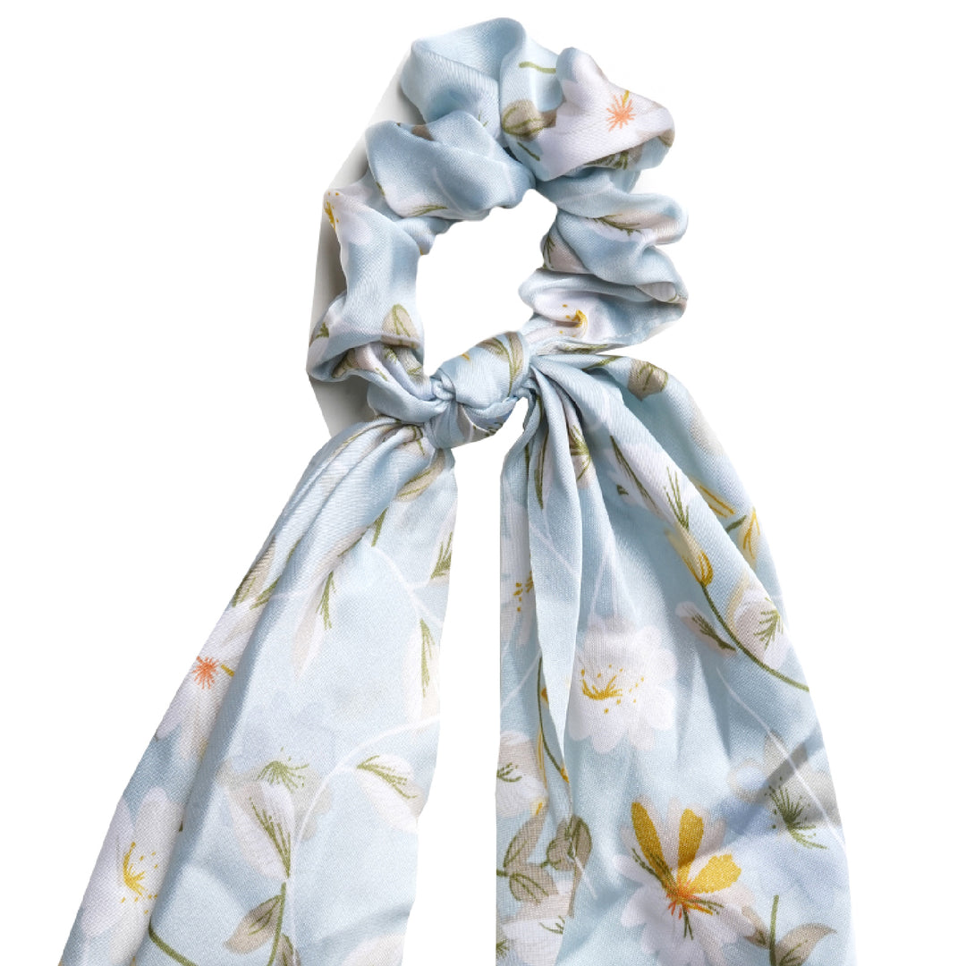Garden Blue Scarf Detail Scrunchie