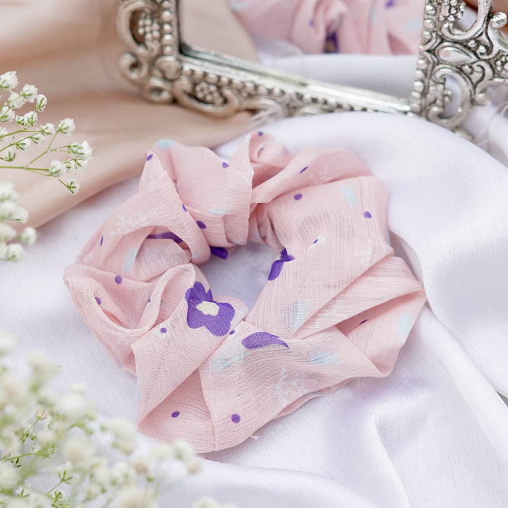 Beso Chiffon Peach Scrunchie